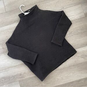 Monrow Mockneck Sweater asymmetric ribbed womens Dark Brown (xsmall) minimalist
